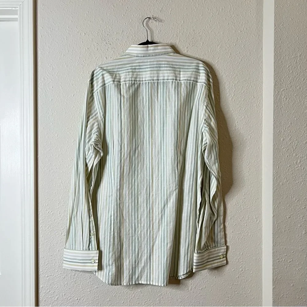 Banana Republic Men’s Linen Blend Striped Long Sleeve Button Down Shirt NEW Size
